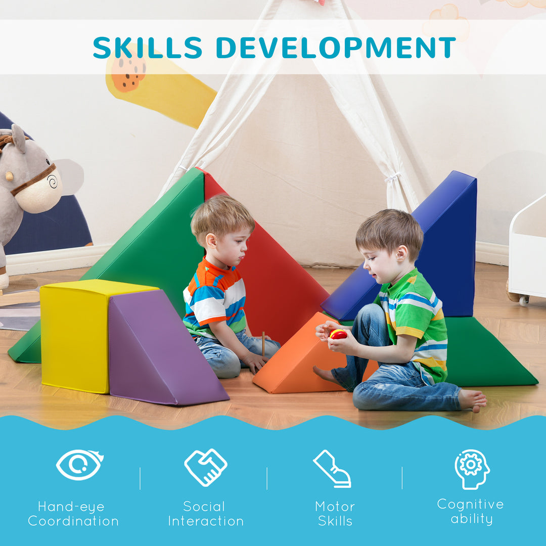 7 Piece Kids Soft Foam Puzzle Play Set Interlocking Toddler Learning Blocks Comfortable Safe Floor Indoor Outdoor Active Play Structure