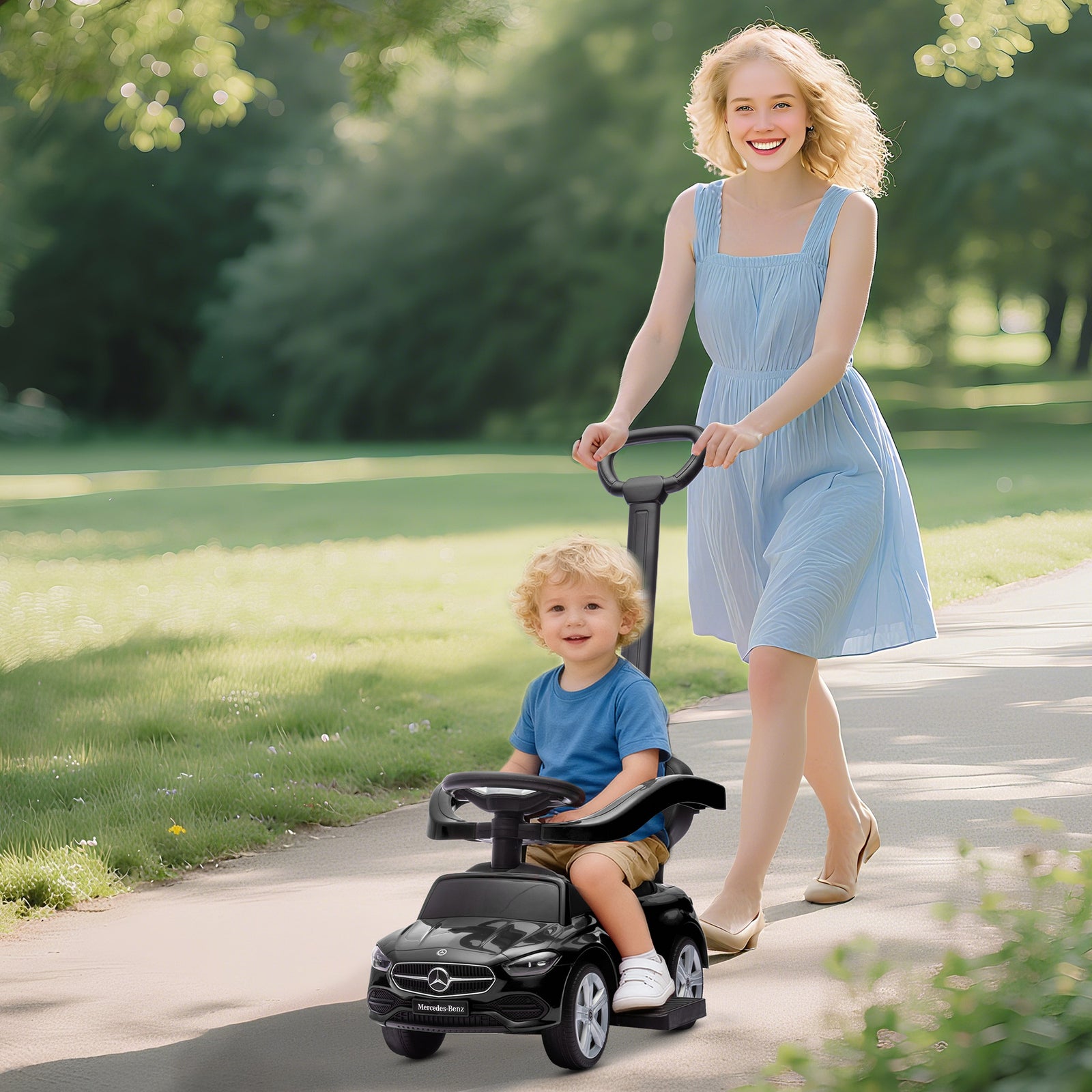 2 in 1 Baby Ride on Push Car Mercedes-Benz C-Class Licensed Walker Foo