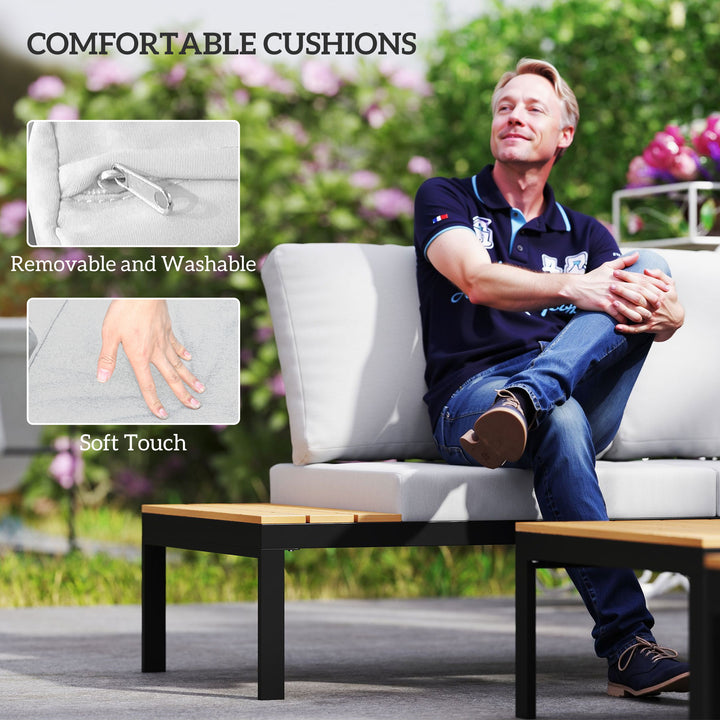 Four-Piece Garden Corner Sofa Set with 2 Loveseats and 2 Coffee Tables
