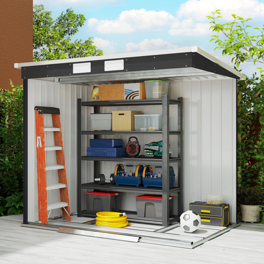 7 x 4ft Galvanised Steel Garden Shed, with Foundation Kit - Dark Grey