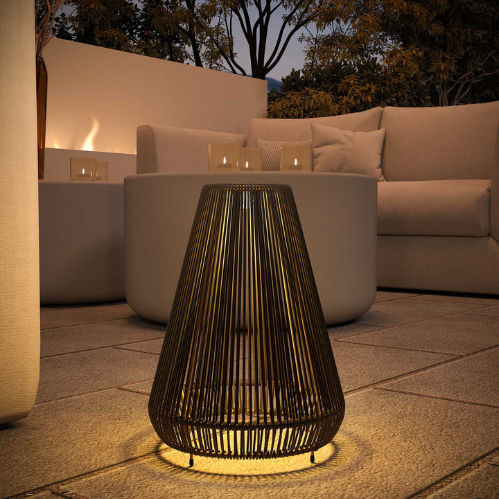 Three-Level Solar Powered Rattan Lamp - Black