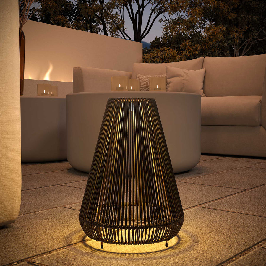 Three-Level Solar Powered Rattan Lamp - Black