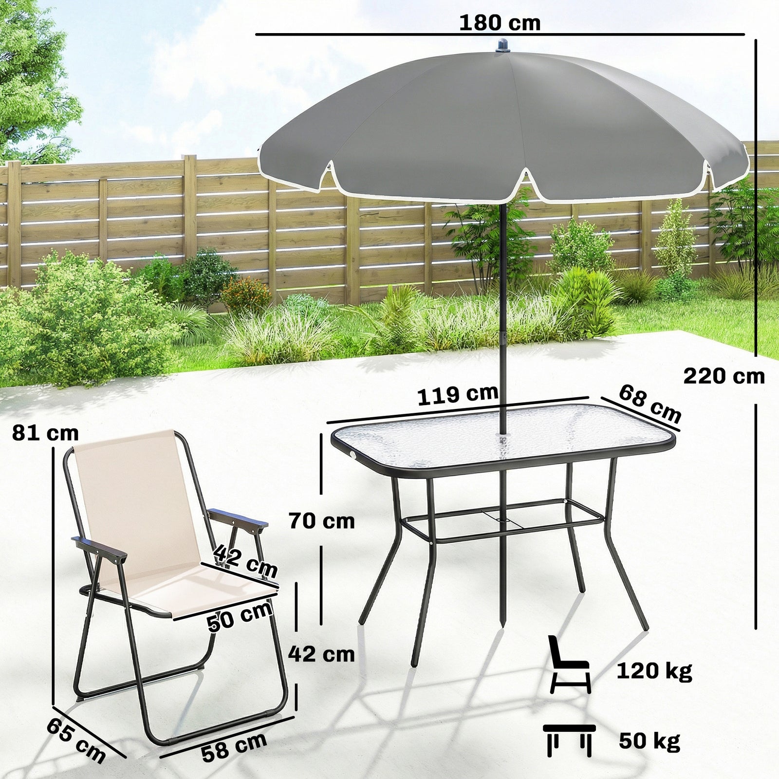 8 Piece Garden Dining Set with Umbrella Garden Furniture Set with 6 Fo