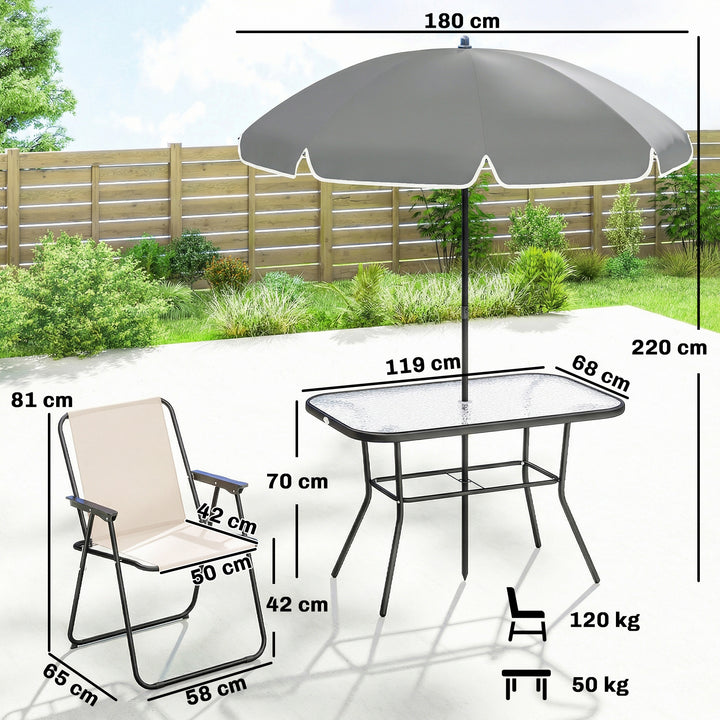 8 Piece Garden Dining Set with Umbrella Garden Furniture Set with 6 Fo