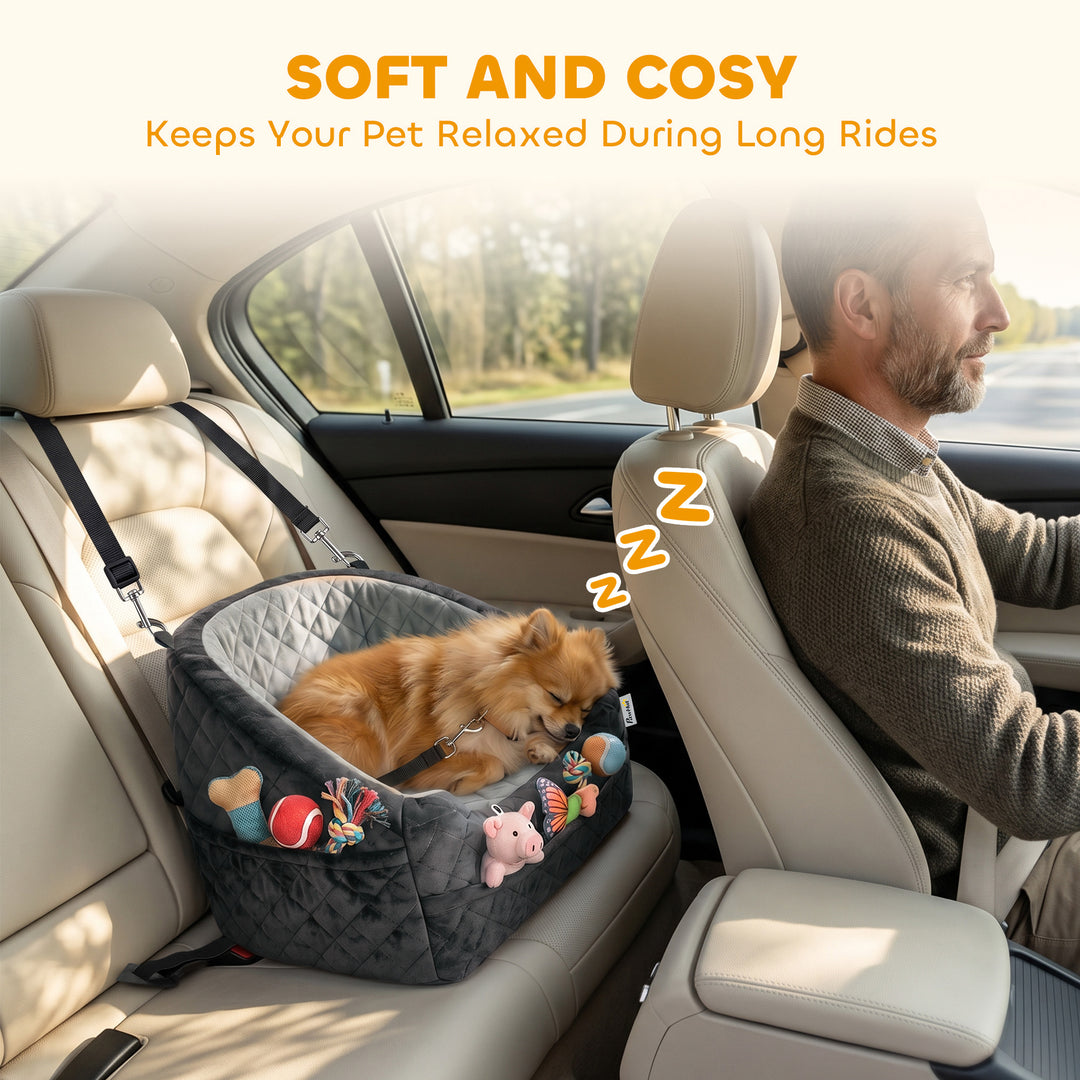 Dog Car Seat, Detachable Washable Dog Booster Seat with Thick Cushion,