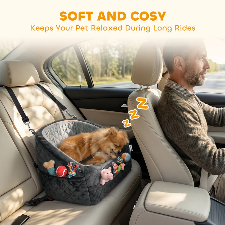 Dog Car Seat, Detachable Washable Dog Booster Seat with Thick Cushion,