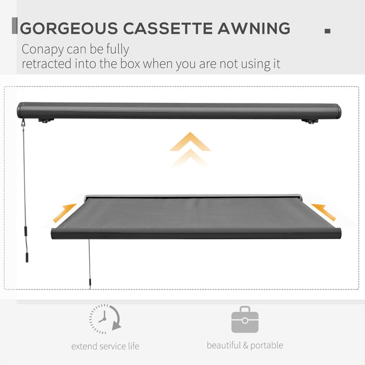 3 x 2.5m Electric Awning with Remote Controller, Aluminium Frame DIY Retractable Awning, UV50+ Sun Shade Canopy for Garden Patio Deck Door Window, Grey