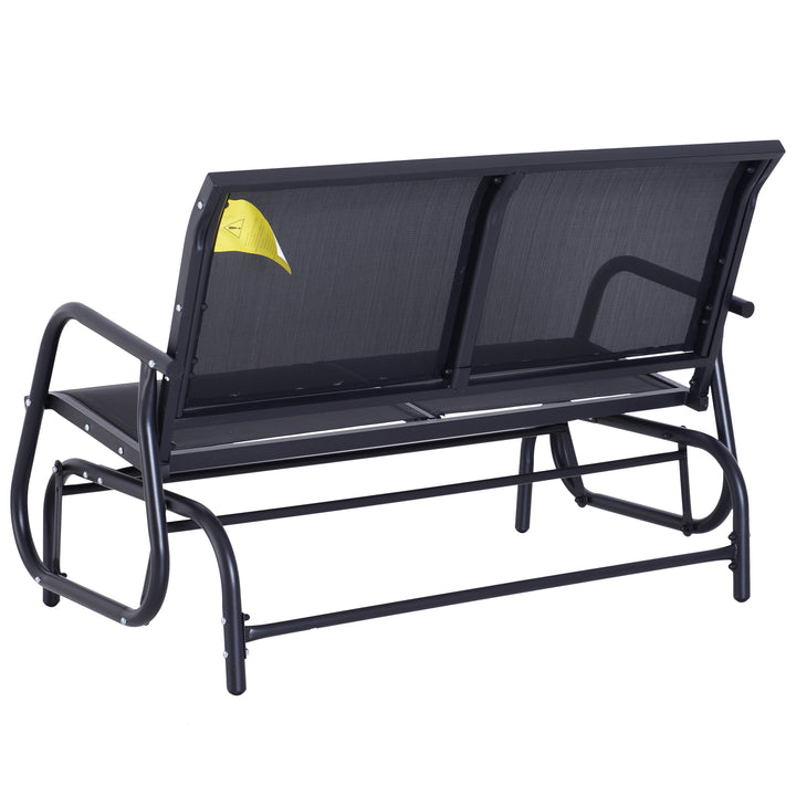 Outsunny 2-Person Outdoor Glider Bench Patio Double Swing Gliding Chair Loveseat w/Power Coated Steel Frame for Garden Porch, Black | Aosom UK