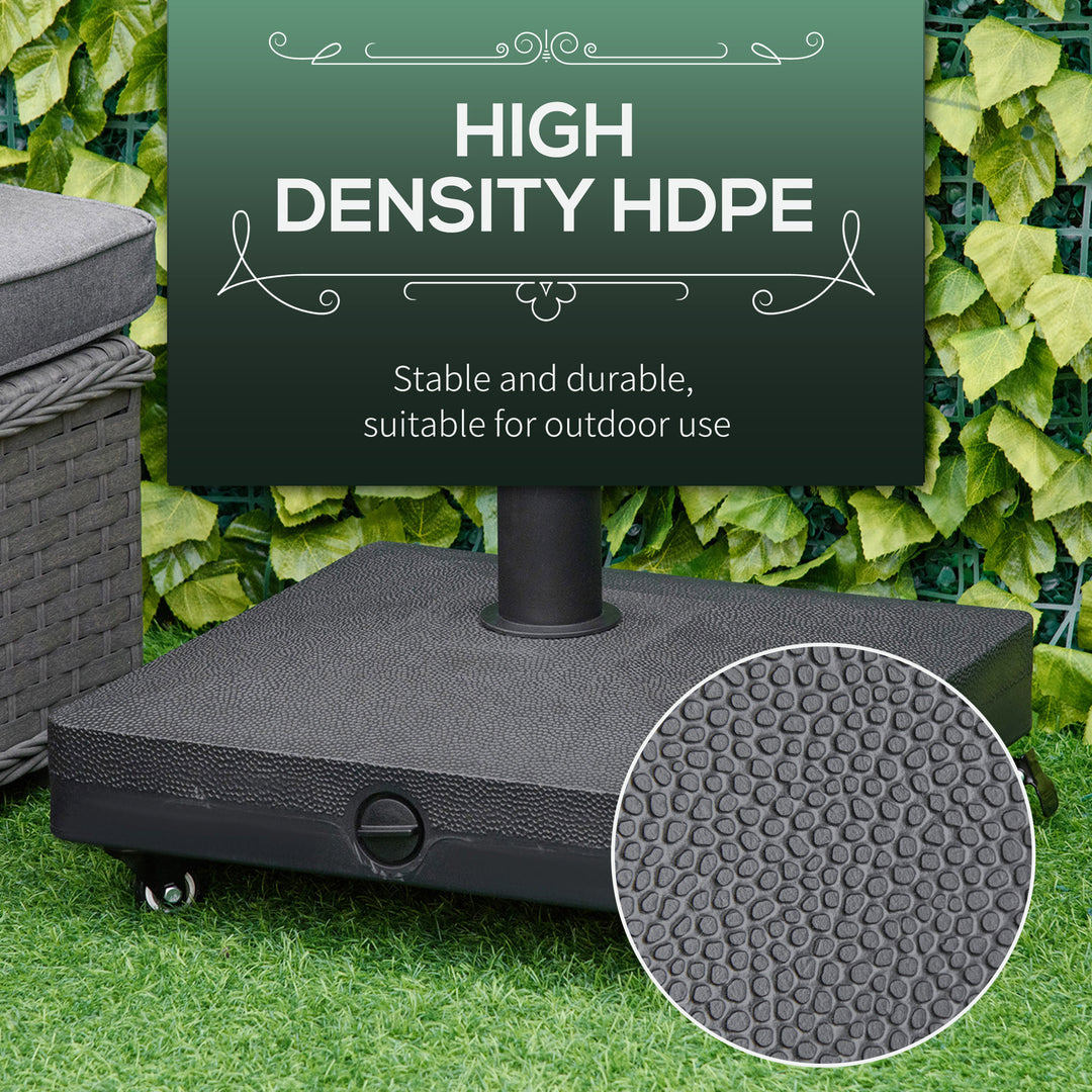 MCL 20kg Garden Parasol Base with Wheels Heavy Duty Sand or Water Filled Patio Umbrella Base for Outdoor Deck Beach Black