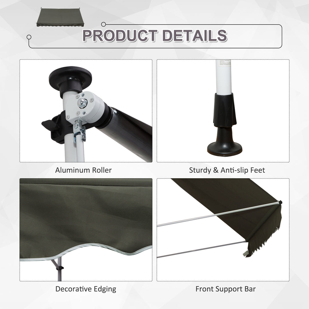 3x1.5m Adjustable Outdoor Aluminium Frame Awning Grey