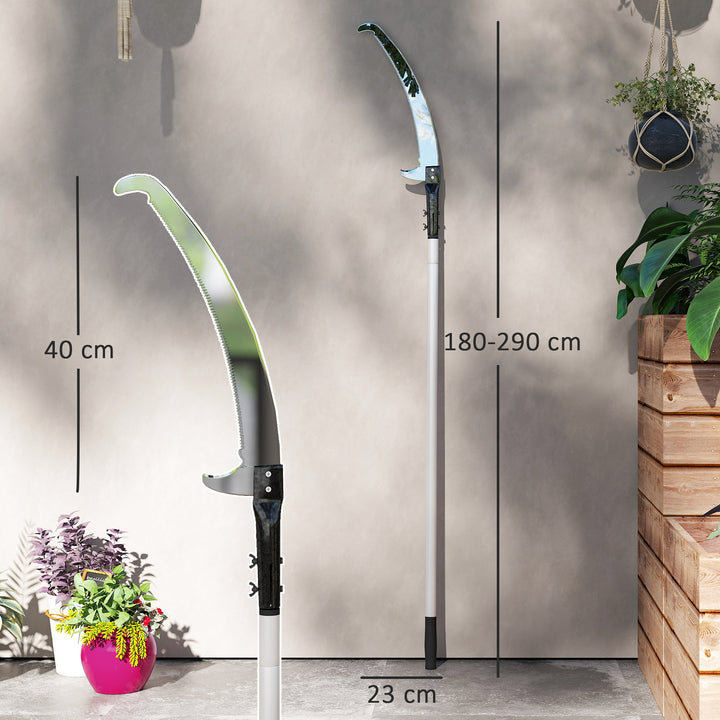 Manual Pole Saw, 1.8-2.9 m Extendable Tree Pruner, Tree Lopper Long Reach Telescopic with Extendable Handle & 40 cm Saw for Tree Trimming