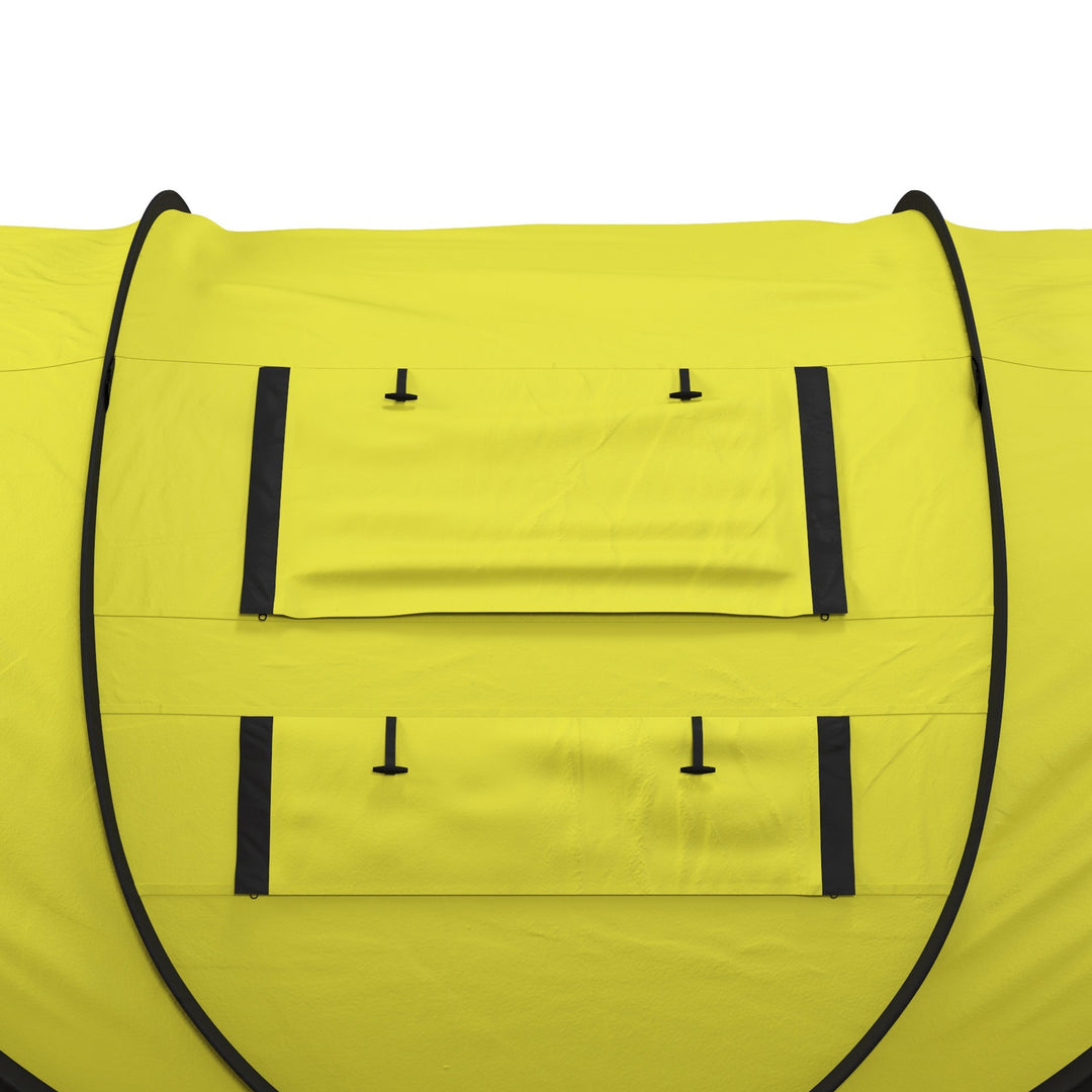 4 Person Pop-up Camping Tent Family Tent with Ground Sheet, 4 Windows and Portable Carry Bag for Beach Outdoor Trip, Yellow