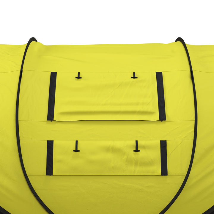 4 Person Pop-up Camping Tent Family Tent with Ground Sheet, 4 Windows and Portable Carry Bag for Beach Outdoor Trip, Yellow