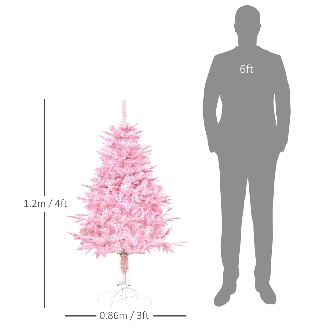 HOMCOM 4FT Pop-up Artificial Christmas Tree Holiday Xmas Holiday Tree Decoration with Automatic Open for Home Party, Pink | Aosom UK