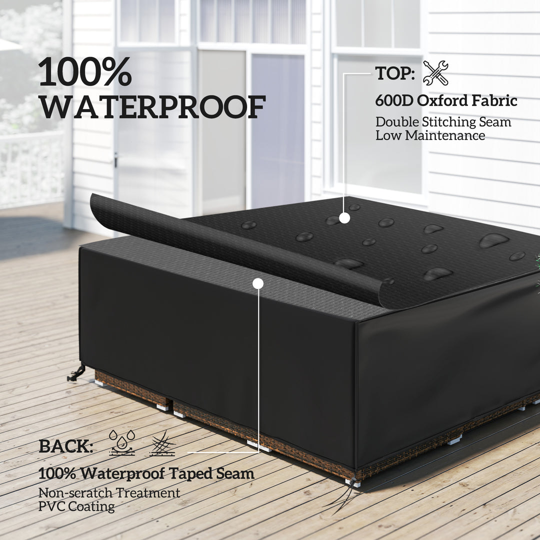 Large Patio Garden Furniture Set Cover 600D Oxford Square Waterproof, 230 x 230 x 70 cm, Black