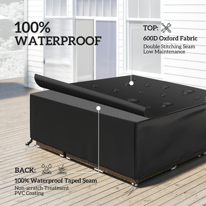 Large Patio Garden Furniture Set Cover 600D Oxford Square Waterproof, 230 x 230 x 70 cm, Black