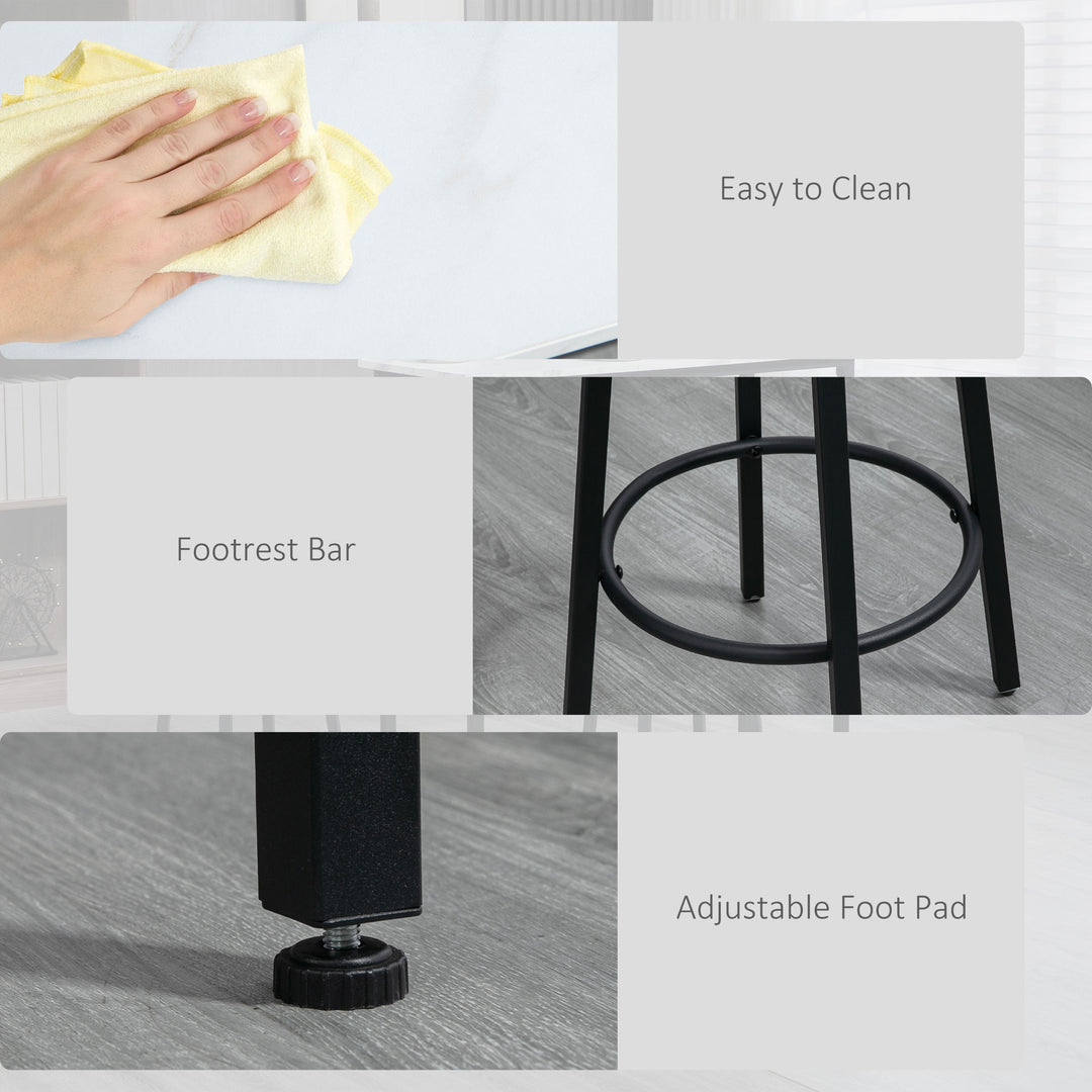 Three-Piece Marble-Effect Bar Table Set - White/Black