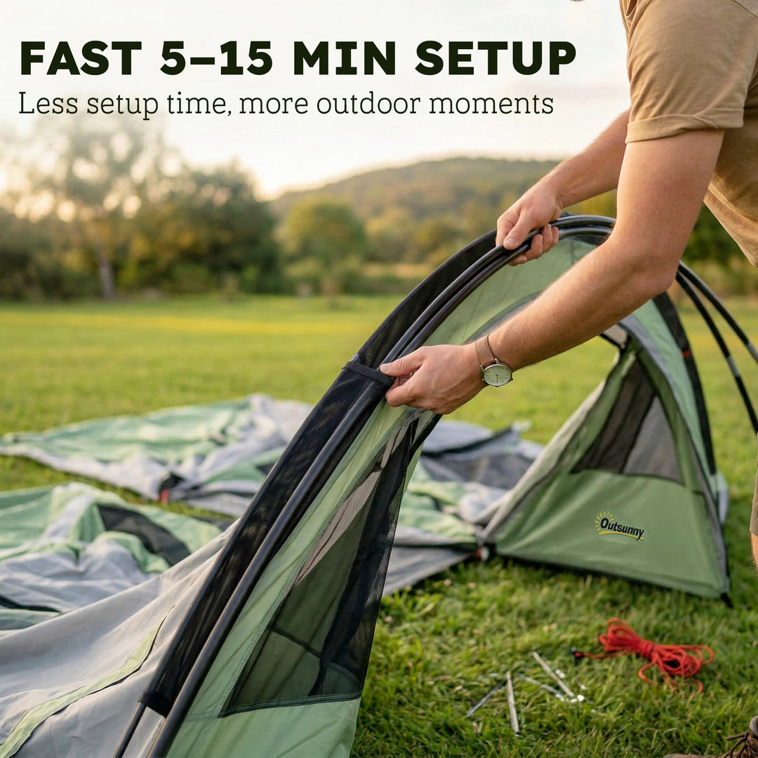 4 Person Easy Setup Family Camping Tent with 2 Rooms, Waterproof Tunne