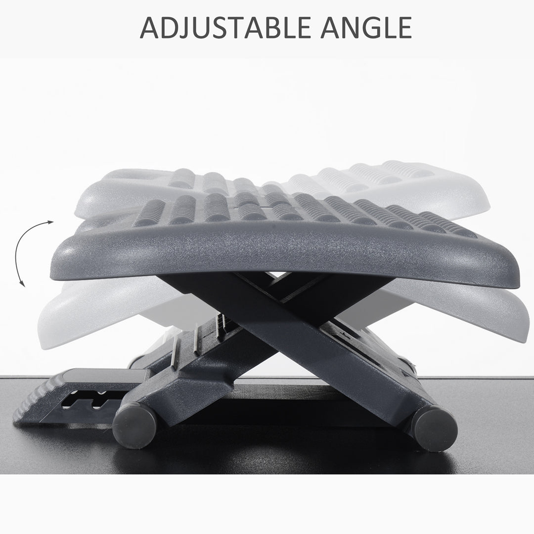 Footrest Adjustable Height & Angle Tilting Platform Home Office Foot Rest Charcoal Grey