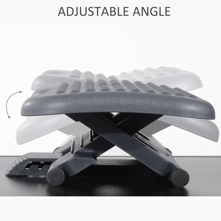 Footrest Adjustable Height & Angle Tilting Platform Home Office Foot Rest Charcoal Grey