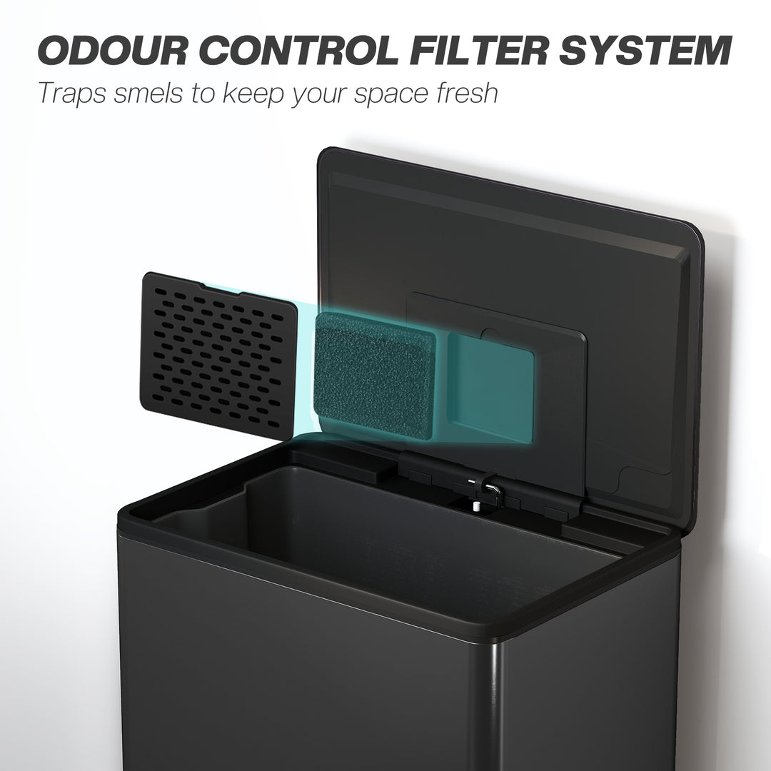 MCL 45L Kitchen Bin, Pedal Bin with Soft-Close and Stay-Open Lid, Removable Inner Bucket, Odor Control for Kitchen, Office