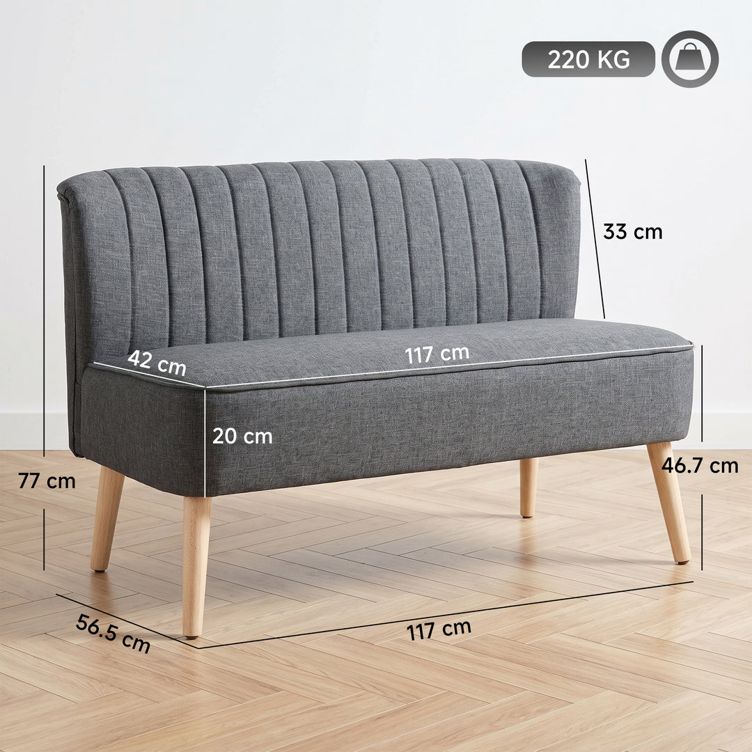 2 Seater Sofa for Living Room, Modern Linen-Look Fabric Couch - view 3