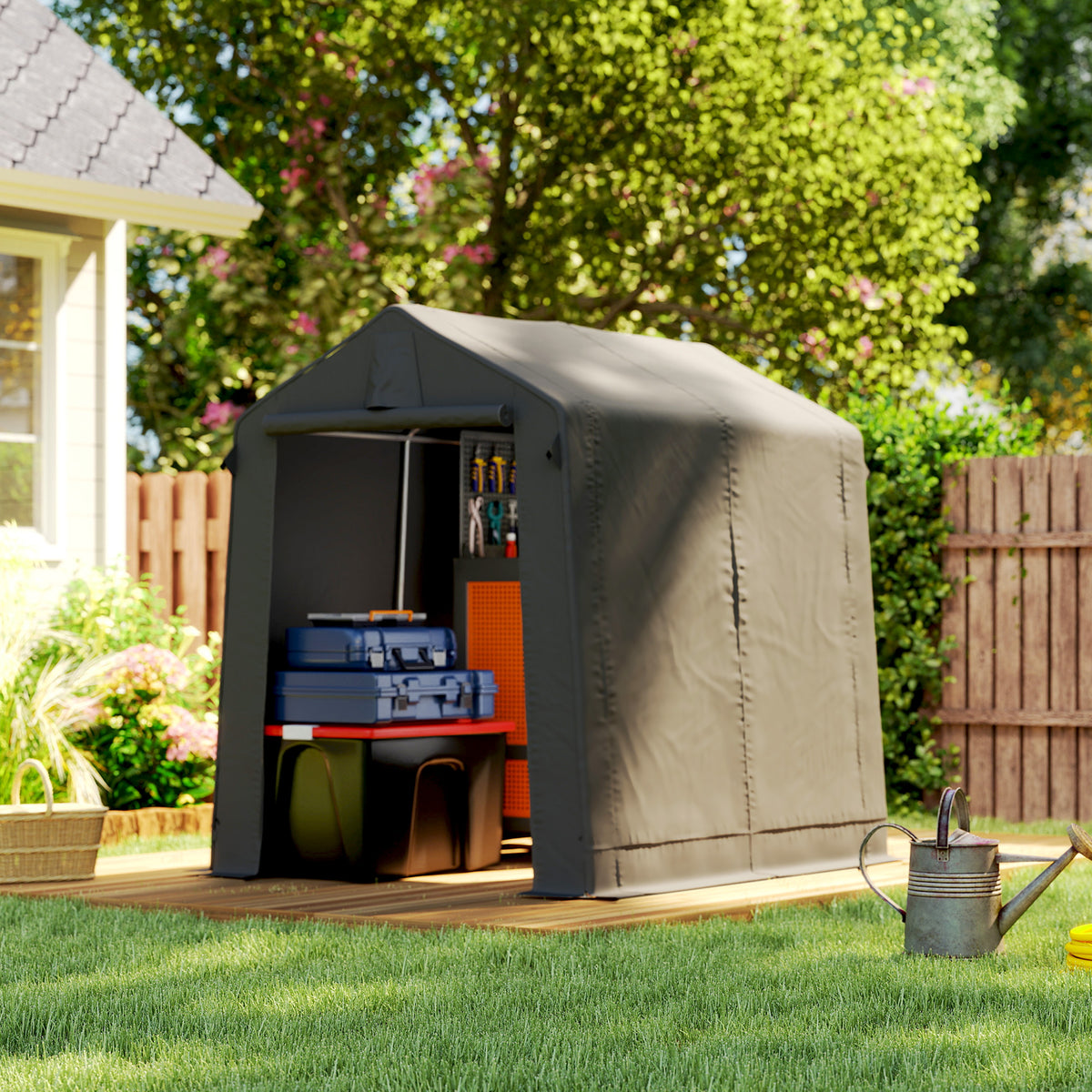 7.5 x 6.2 ft Outdoor Garden Storage Shed, Waterproof Bike Tent with Ro