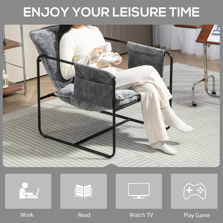 Minimal Padded Accent Chair, with Pockets - Grey
