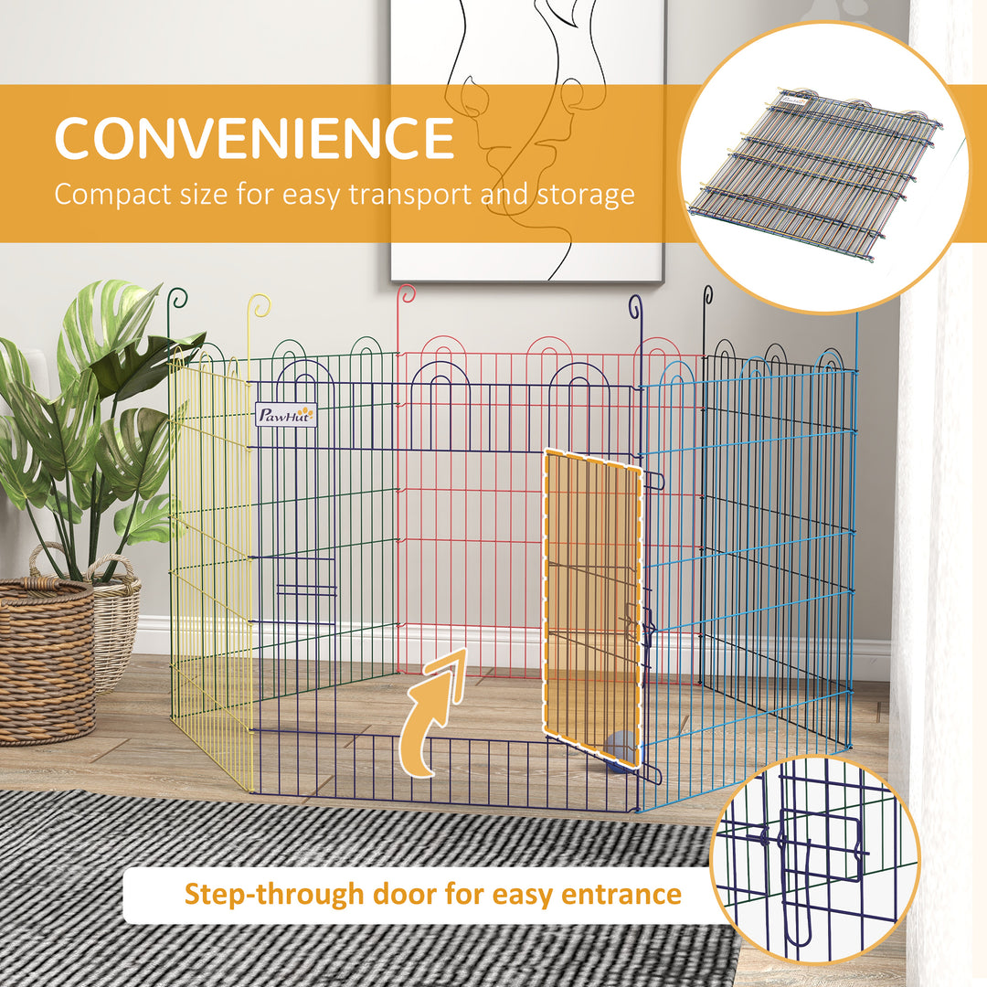 PawHut Pet Playpen Crate, Six Panels with Door, Versatile for Indoors and Outdoors, Easy Assembly
