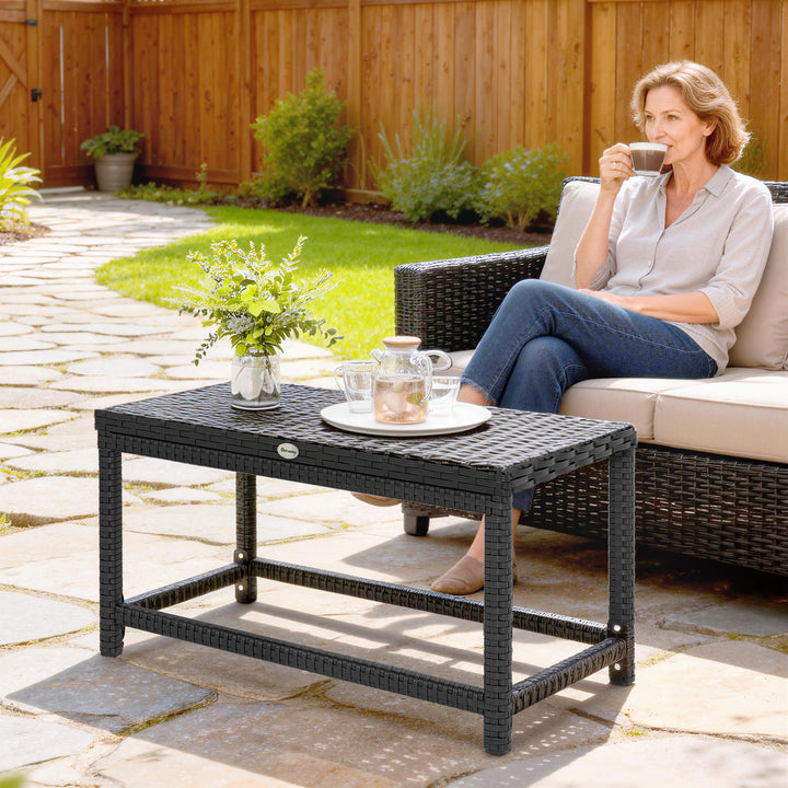 Outdoor Coffee Table Side Table with Rectangular Frame for Patio, Balc