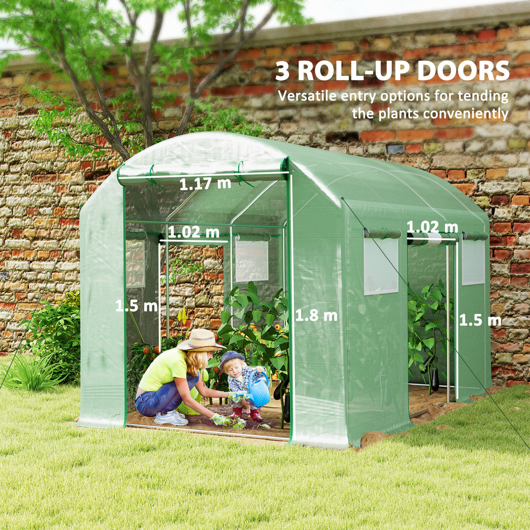 9.8 x 6.6ft Walk-In Polytunnel Greenhouse - Green