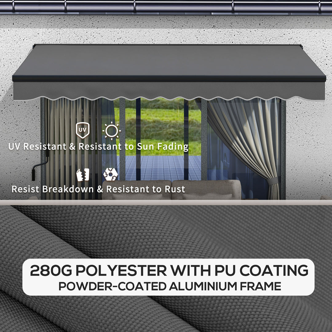 2.5 x 3.5m Aluminium Frame Electric Awning, with Remote - Dark Grey