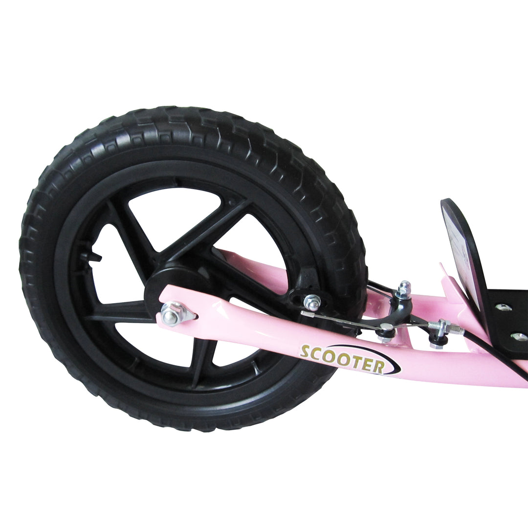 MCL Kids Scooter Kick Scooter, with 12" EVA Tyres, Rear Brake, Big Wheels Scooter for 5-12 Years , Pink
