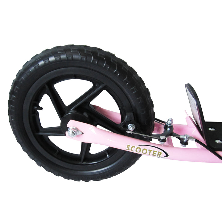MCL Kids Scooter Kick Scooter, with 12" EVA Tyres, Rear Brake, Big Wheels Scooter for 5-12 Years , Pink