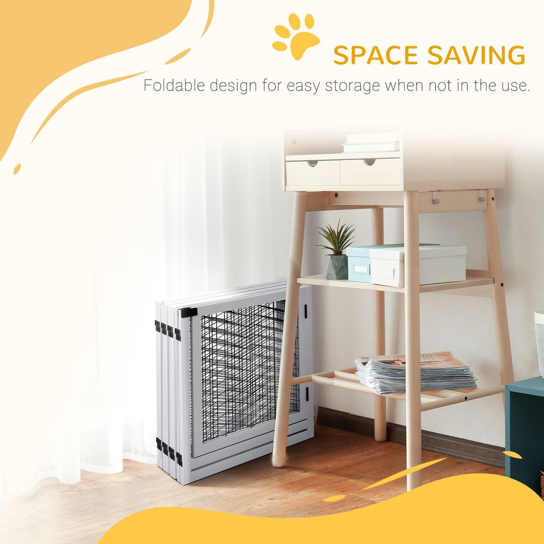 8 Panels Foldable Pet Gate with Support Feet, for House, Doorway, Stairs, Small and Medium Dogs - White