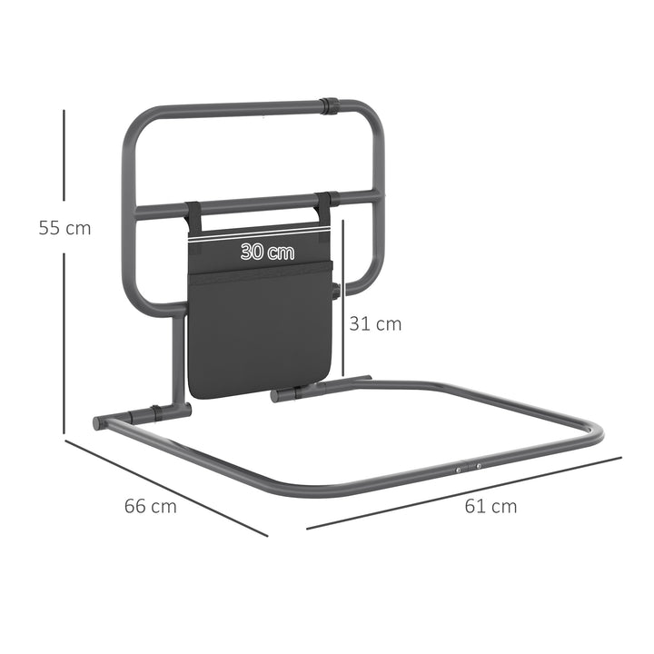 Folding Bed Rail for Elderly Adults, Bed Assist Rail with Storage Pocket for Disabled, Pregnant, Black