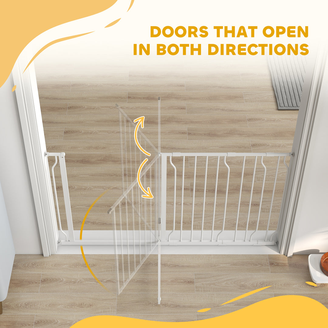 Extra Wide Dog Safety Gate, with Door Pressure, for Doorways, Hallways, Staircases - White