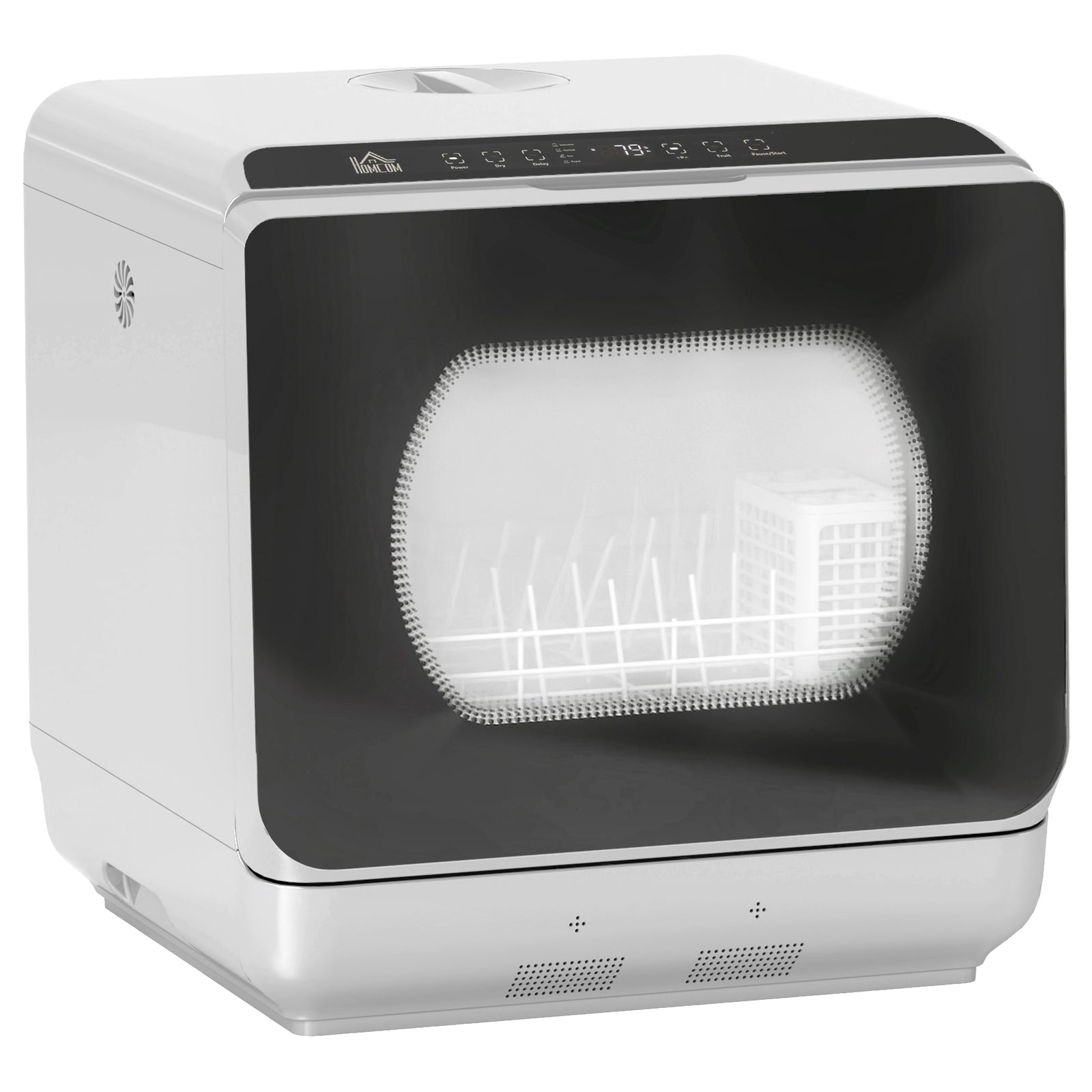 Table Top Dishwasher with Built-in 6L Water Tank, Mini Countertop Dishwasher with 6 Programs, 4 Place Settings, Silver Tone