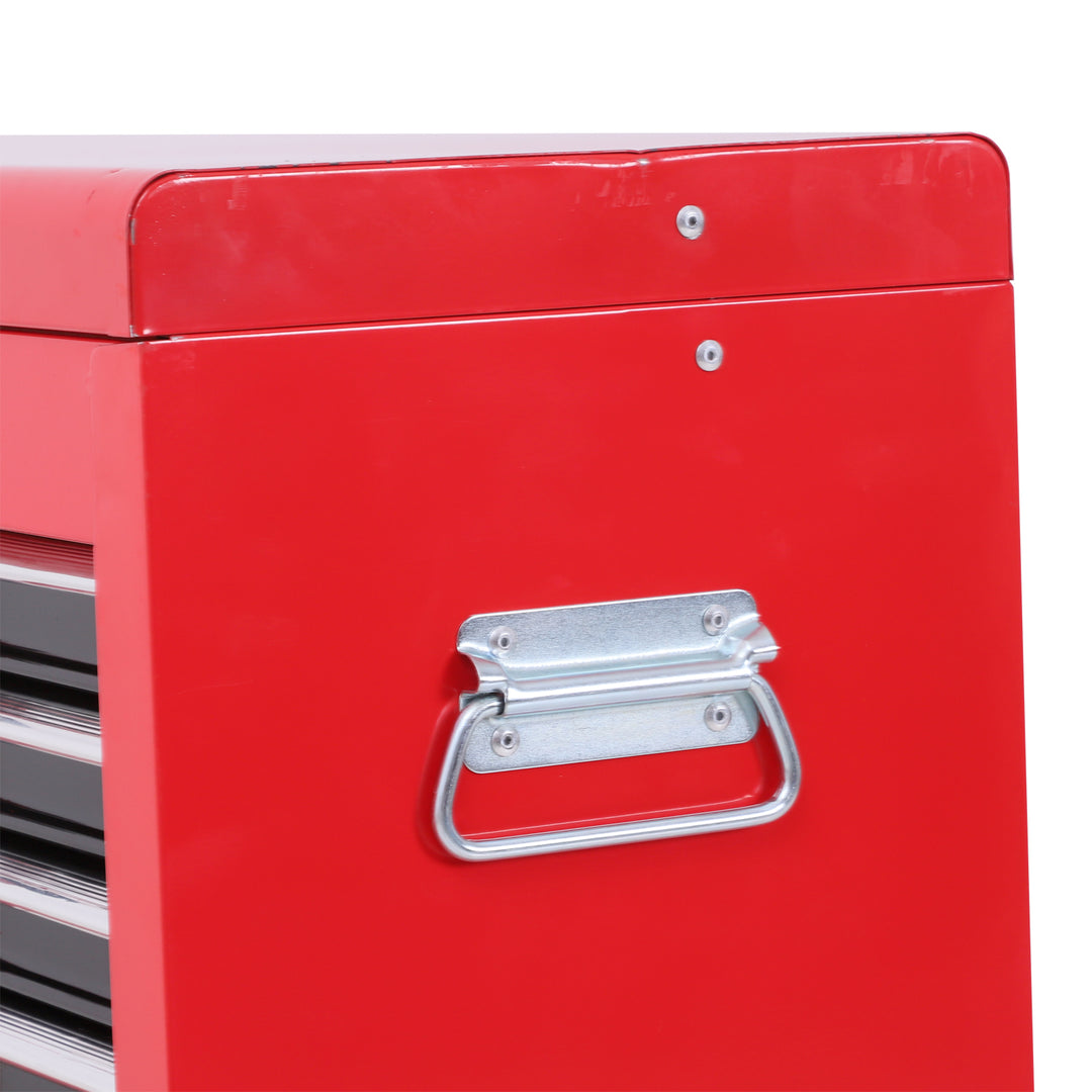 Tool Chest, Metal Tool Cabinet on Wheels with 6 Drawers, Pegboard, Top Chest and Roller Cabinet Combo, 61.6 x 33 x 108cm, Red and Black