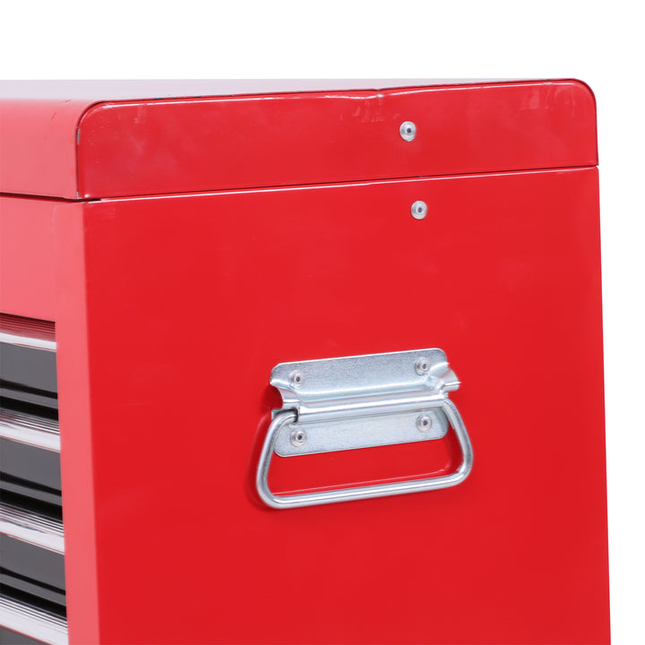 Tool Chest, Metal Tool Cabinet on Wheels with 6 Drawers, Pegboard, Top Chest and Roller Cabinet Combo, 61.6 x 33 x 108cm, Red and Black