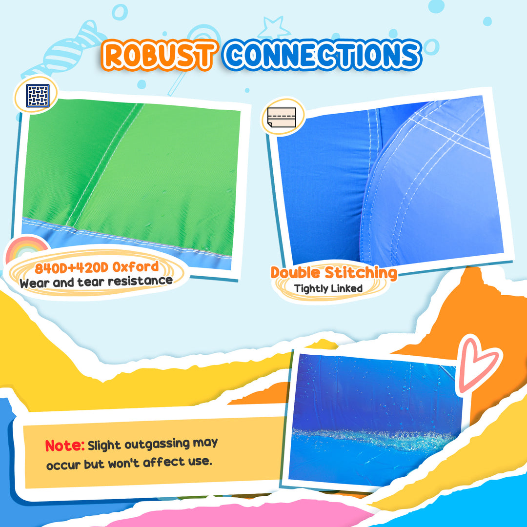 Inflatable Bouncy Castle with 550W Blower, Basketball Hoop, Long Slide