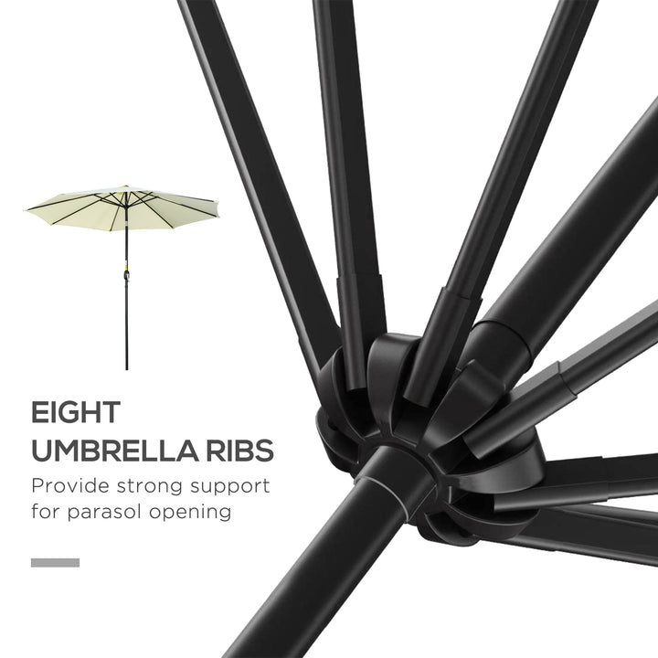 3(m) Tilting Parasol Garden Umbrellas, Outdoor Sun Shade with 8 Ribs, Tilt and Crank Handle for Balcony, Bench, Garden, Beige