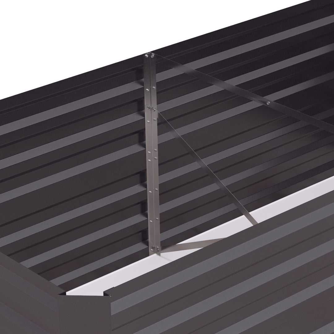 Set of 2 Raised Beds for Garden, Galvanised Steel Outdoor Planters with Multi-reinforced Rods for Vegetables, Plants, Flowers and Herbs, 180 x 90 x 59 cm, Dark Grey
