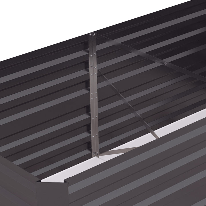 Set of 2 Raised Beds for Garden, Galvanised Steel Outdoor Planters with Multi-reinforced Rods for Vegetables, Plants, Flowers and Herbs, 180 x 90 x 59 cm, Dark Grey