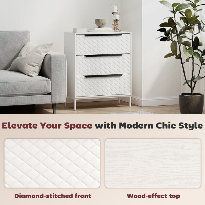 Chest of Drawers, Dresser with 3 Fabric Drawers and Aluminium Handles 