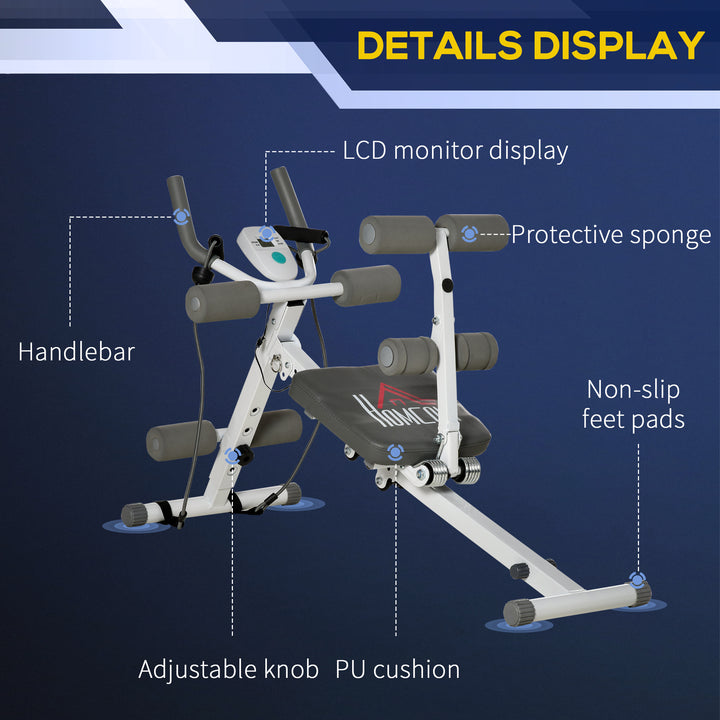 HOMCOM 2-IN-1 Core&Abdominal Trainers, Ab Trainer and Sit Up Bench, Core Muscle Trainer w/ Foam Roller, Adjustable Fitness Crunch Machine