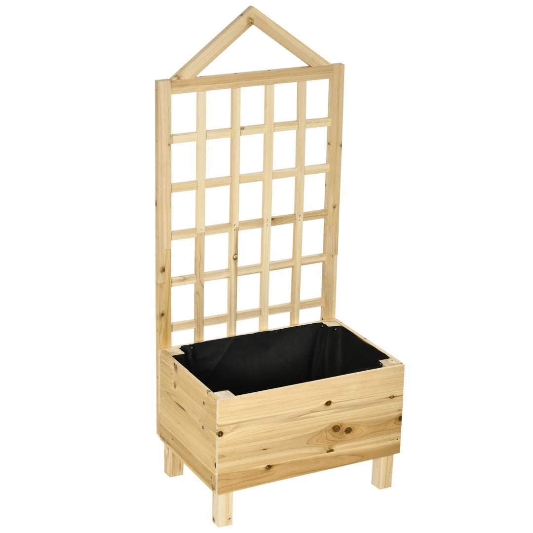 Garden Planters with Trellis for Vine Climbing, Distressed Wooden Rais