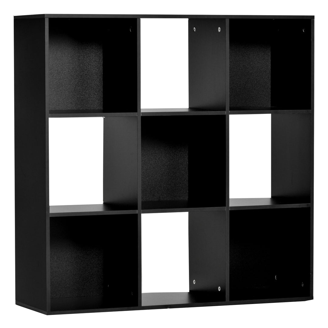 3-tier 9 Cubes Storage Unit Particle Board Cupboard Bookcase Organiser Home Office Shelves, Black