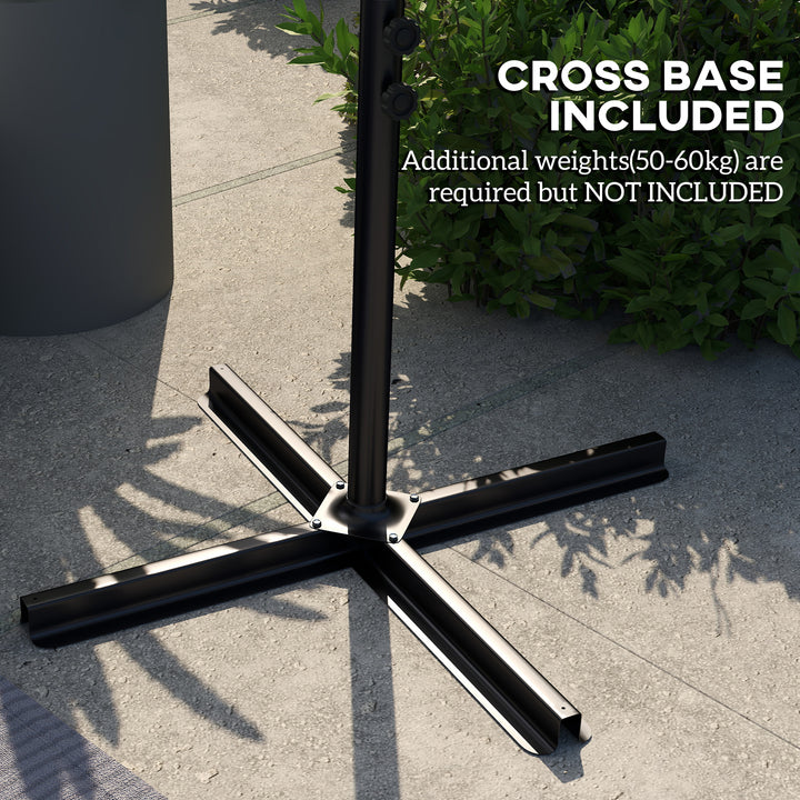 3(m) Cantilever Overhanging Parasol, with Cross Base - Orange