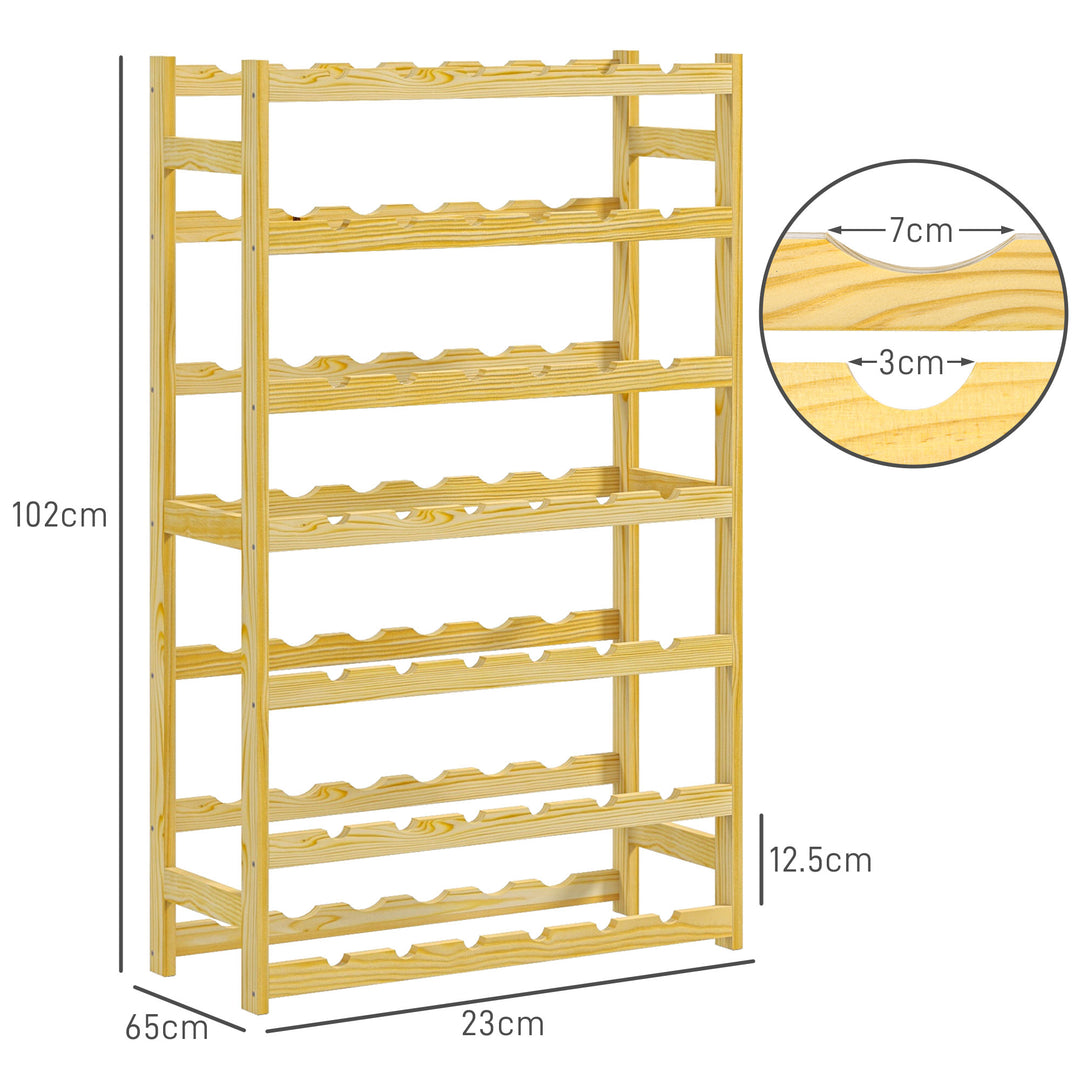 HOMCOM 42-Bottle Wooden Wine Rack - Natural Finish | Aosom UK